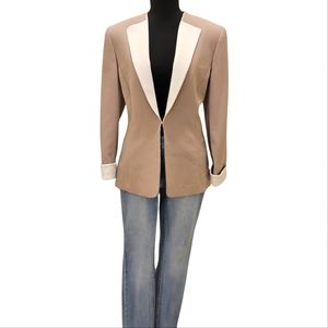 Tahari Collarless V-neckline Fitted Blazer